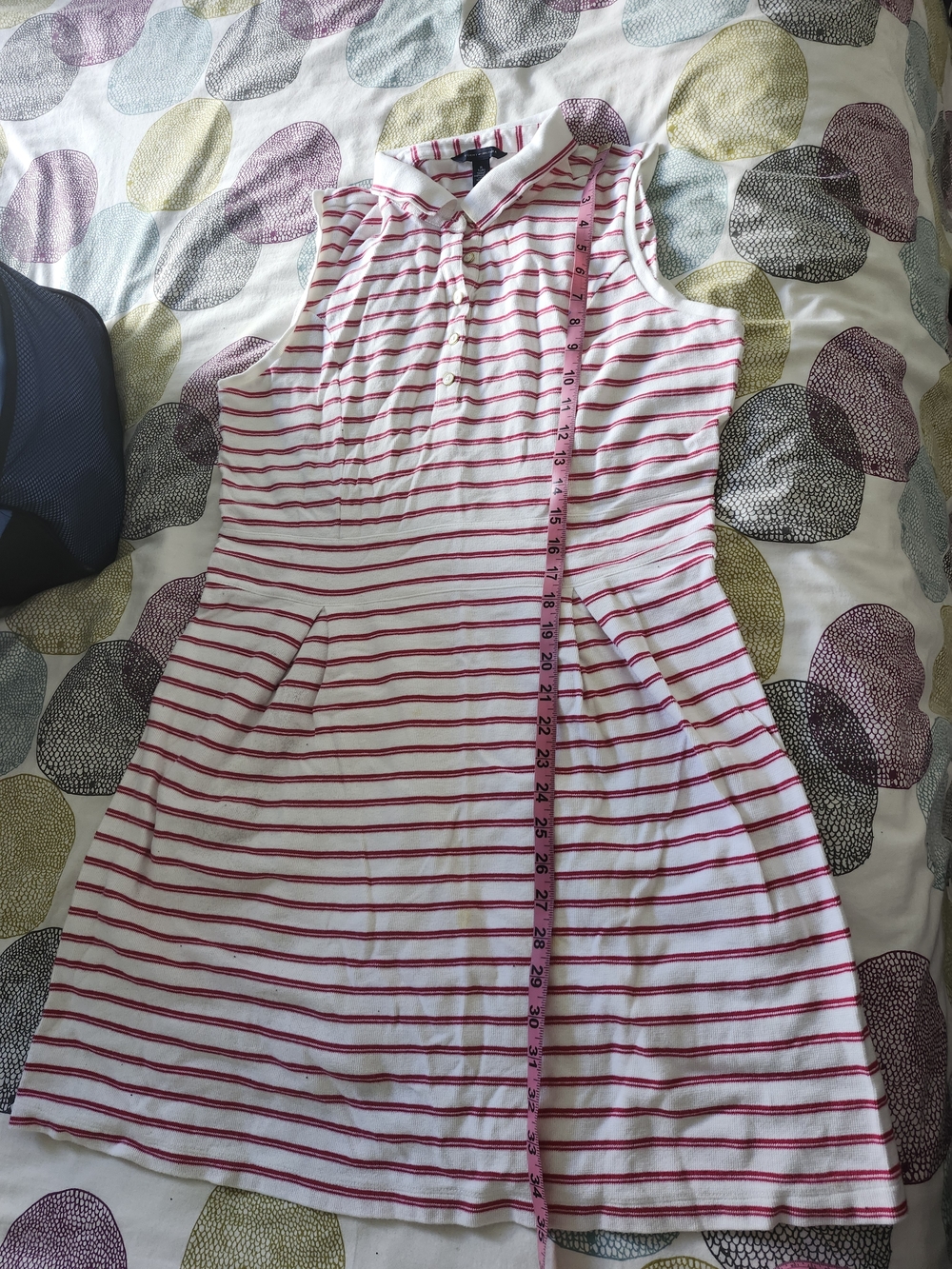 Tommy Hilfiger White and Pink Striped Sleeveless Polo Dress